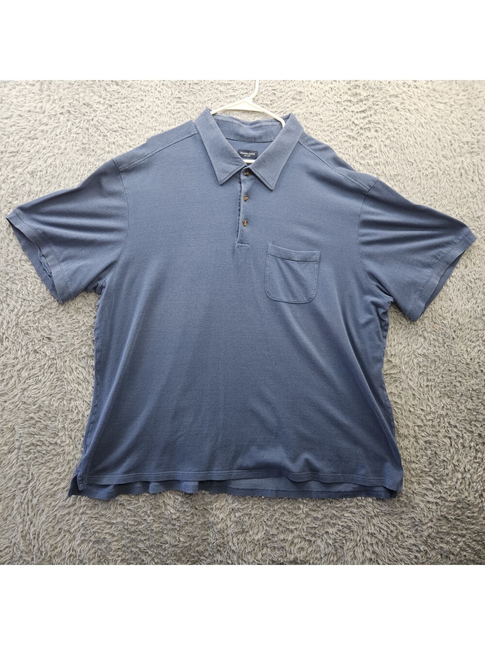 PROPER CLOTH Custom Made  BluePolo Shirt Big & Tall Appx 3XB (See Meas) *Pinhole
